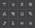 Vector black zodiac icons set