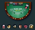 Vector blackjack table layout Royalty Free Stock Photo