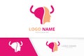 Vector bladder and face logo combination. Urinary tract logotype design template.