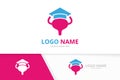 Vector bladder and graduate hat logo combination. Urinary tract logotype design template.