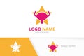 Vector bladder and star logo combination. Urinary tract logotype design template.