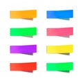 Vector blank colorful stickers, sticky notes set isolated, bookmarks, bright different colors, rectangular shapes. Royalty Free Stock Photo