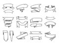 Vector blank doodle vintage ribbons, hand drawn retro banners Royalty Free Stock Photo