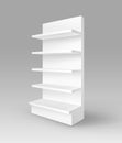 Vector Blank Empty Exhibition Trade Stand Shop Rack with Shelves Storefront Isolated on Background