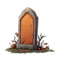 vector blank gravestone. orange stone with pumpkins, ancient headstone vector illustration on white background