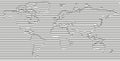 Vector Blank Grey linear World map on white background.