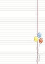 Vector blank for letter or greeting card. White paper form with colorful balloons, lines and border. A4 format size. Royalty Free Stock Photo