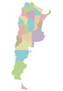 Vector blank map of Argentina with provinces or federated states and administrative divisions.