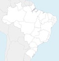 Vector blank map of Brazil with states and administrative divisions, and neighbouring countries and territories.
