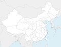 Vector blank map of China with provinces, regions and administrative divisions, and neighbouring countries. Royalty Free Stock Photo