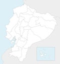 Vector blank map of Ecuador with provinces and administrative divisions, and neighbouring countries.