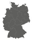Vector blank map of Germany with federated states or regions and administrative divisions