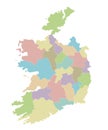 Vector blank map of Ireland with counties and administrative divisions