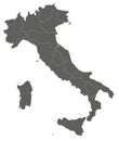 Vector blank map of Italy with regions and administrative divisions.