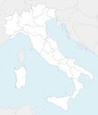 Vector blank map of Italy with regions and administrative divisions, and neighbouring countries and territories. Royalty Free Stock Photo