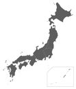 Vector blank map of Japan with regions and administrative divisions