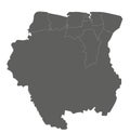 Vector blank map of Suriname with districts and administrative divisions.