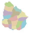 Vector blank map of Uruguay with departments and administrative divisions.