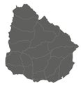 Vector blank map of Uruguay with departments and administrative divisions.