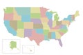 Vector blank map of USA with states and administrative divisions.