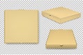 Vector blank pizza box design template set isolated. EPS10. Royalty Free Stock Photo