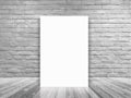 Vector blank poster in white brick wall and concrete floor room Royalty Free Stock Photo