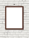 Vector blank poster on the white brick wall realistic mockup Royalty Free Stock Photo