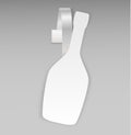 Vector blank shape white bottle wine paper plastic advertising price wobbler front view. Isolated on background. Advertising price