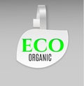 Vector blank shape white leaf eco organic paper plastic advertising price wobbler front view. Isolated on background. Advertising