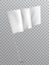 Vector blank waving white flag isolated on transparent background