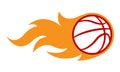 Vector blazing basketball ball with classic muscle car flames. Royalty Free Stock Photo