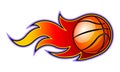 Vector blazing basketball ball with classic muscle car flames. Royalty Free Stock Photo