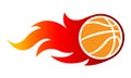 Vector blazing basketball ball with classic muscle car flames. Royalty Free Stock Photo