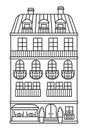 Vector block of flats line icon. Paris traditional house illustration