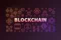 Vector Blockchain colorful outline illustration or banner Royalty Free Stock Photo