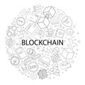 Vector Blockchain pattern with word. Blockchain background Royalty Free Stock Photo