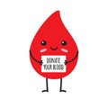 Vector blood drop with donate your blood card