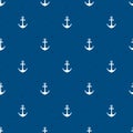 Vector blue anchors seamless pattern