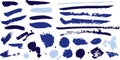 Vector blue artistic paint brush strokes and paint blob splatter elements. Suitable for your graphic design projects.