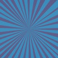 Vector blue background with comics rays and halftones