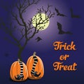 Vector blue background. Halloween style pumpkin. Royalty Free Stock Photo