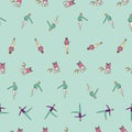 Vector Blue Ballet Man and Woman Dancers background pattern