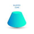 Vector blue blunted cone with gradients and shadow for game, icon, package design, logo, mobile, ui, web, education. 3d