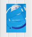 Vector blue brochure A5 or A4 format material design element corporate style Royalty Free Stock Photo