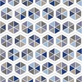 Vector Blue Brown Beige Gray Purple Triangles Hexagons Seamless Repeat Pattern Royalty Free Stock Photo