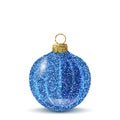 Vector blue christmas ball with glitter texture Royalty Free Stock Photo