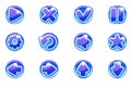 Vector blue circles collection set glass buttons for Ui Royalty Free Stock Photo