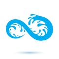 Vector blue clear water drop icon for use in mineral water advertising. Human and nature harmony concept.