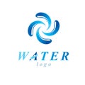 Vector blue clear water drop sign for use as corporate emblem in spa and resort organizations.
