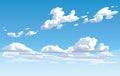 Vector blue cloudy sky, good weather. Royalty Free Stock Photo